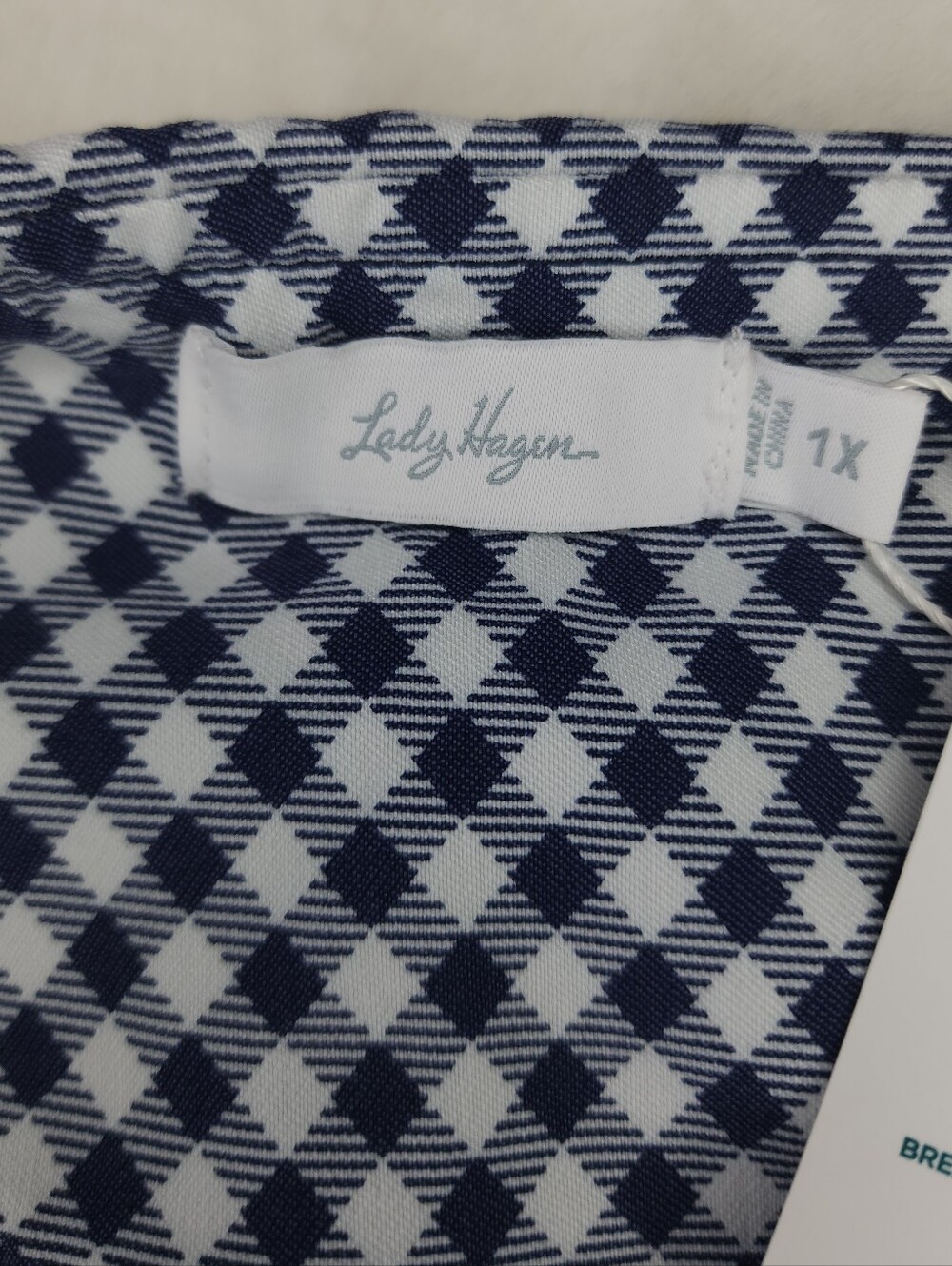 Lady Hagen Pull-on Tummy Control Navy Blue And White Gingham Sport Skort - Picture 4 of 9